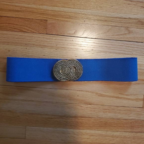 Vintage Bright Blue Wide Belt - Picture 4 of 4